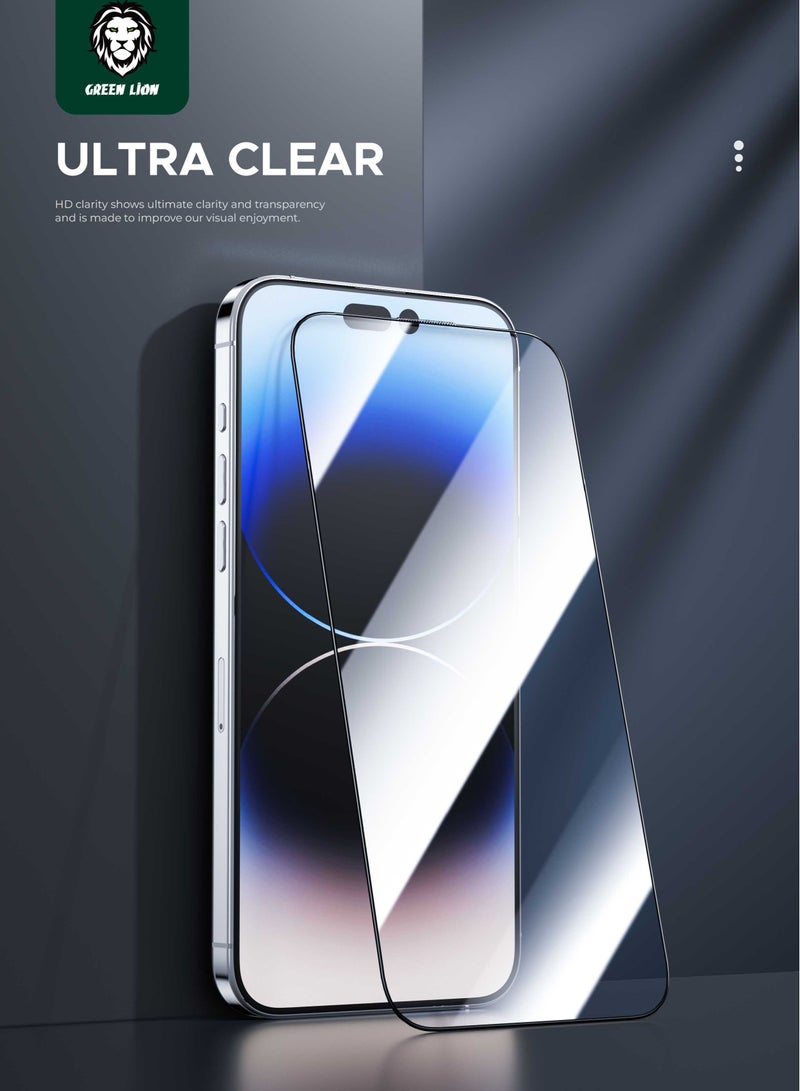 جرين ليون واقي شاشة زجاجي 9H ستيف عالي الدقة لهاتف iPhone 15 Pro / مضاد للخدش / مقاوم للشحوم / خالٍ من الفقاعات / مضاد لبصمات الأصابع / عالي الاستجابة - شفاف - Image 4