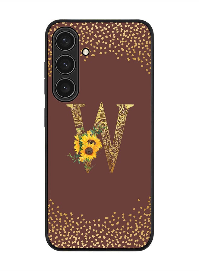 Stylizedd For Samsung Galaxy S25+ / S25 Plus 5G Case,Slim fit Camera Protection, Shockproof Thin Phone cover  - Custom Floral Monogram - W  (Brown ) - Image 1