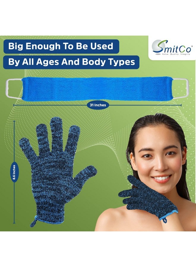 Smitco 4 Exfoliating Gloves And 1 Back Srubber For Shower For Men And Women ; Body Exfoliation Scrub Towel & Spaquality Bath Shower Gloves ; Exfoliating Mitts And Back Loofah To Remove Dead Skin  - Image 4