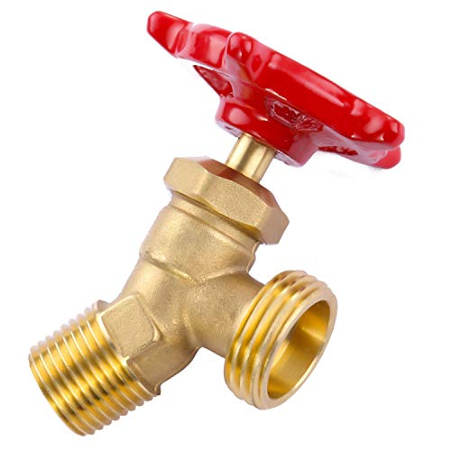 LitOrange Solid Brass Backyard 65 Degree Elbow Stop Valve Hose Bibb Solder NPT 1/2" Male Thread to MHT 3/4" Inch Male Threaded Garden Hose Connector Adapter Water Shut-Off Valve Faucet - Image 3
