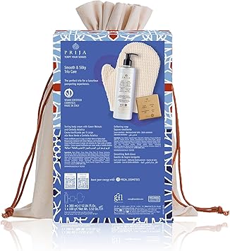 Prija Prija Body Toning Gift Pack with Toning Body Cream 380ml Softening Soap 100g and Smoothing Cotton Bath Glove Vegan Friendly Luxurious Pampering Gift Set in Natural Cotton Bag - Image 4