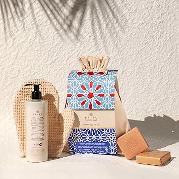 Prija Prija Body Toning Gift Pack with Toning Body Cream 380ml Softening Soap 100g and Smoothing Cotton Bath Glove Vegan Friendly Luxurious Pampering Gift Set in Natural Cotton Bag - Image 5