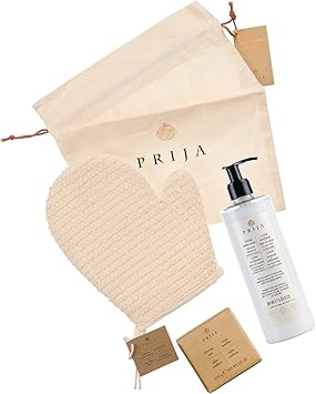 Prija Prija Body Toning Gift Pack with Toning Body Cream 380ml Softening Soap 100g and Smoothing Cotton Bath Glove Vegan Friendly Luxurious Pampering Gift Set in Natural Cotton Bag - Image 2