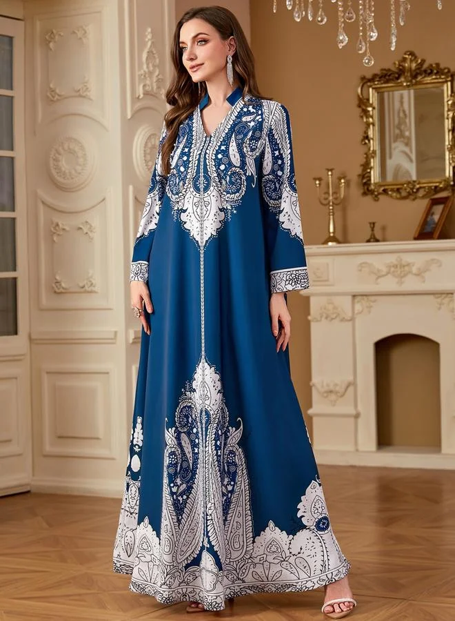 Take Two Women Paisley Print Long Sleeve Jalabiya