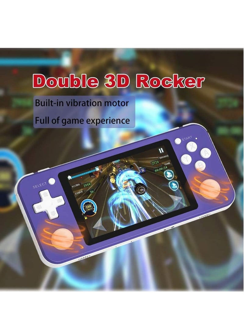 Generic - RG351P Handheld Game Console, Opening Linux Tony System Built-in 128G TF Card 5000 Classic Games 3.5-inch IPS Screen Retro Game Console (Purple) - Image 1