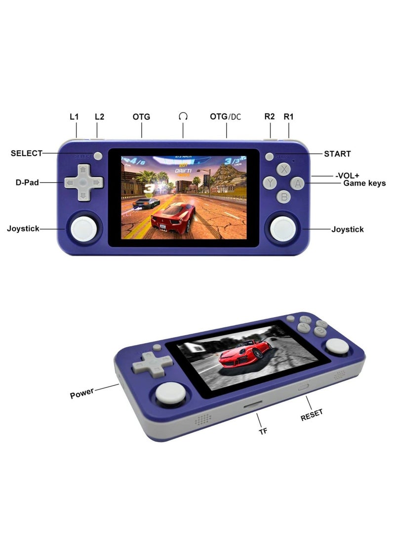 Generic - RG351P Handheld Game Console, Opening Linux Tony System Built-in 128G TF Card 5000 Classic Games 3.5-inch IPS Screen Retro Game Console (Purple) - Image 1