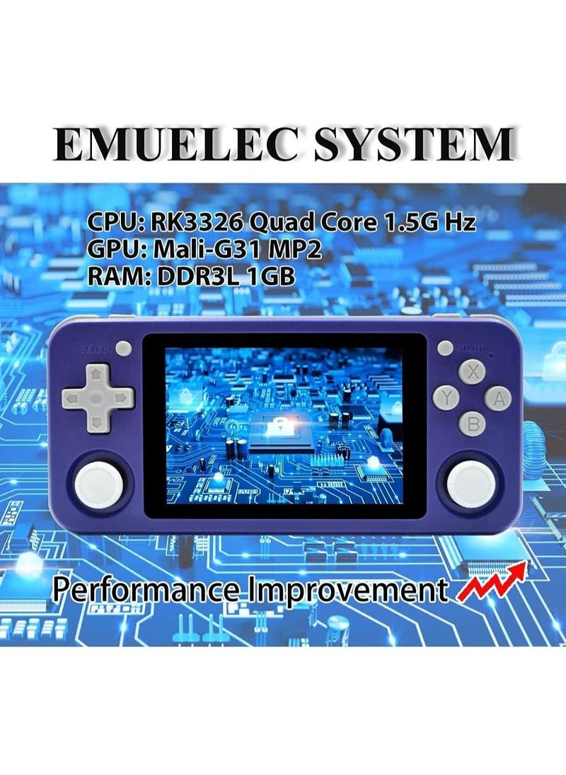 Generic - RG351P Handheld Game Console, Opening Linux Tony System Built-in 128G TF Card 5000 Classic Games 3.5-inch IPS Screen Retro Game Console (Purple) - Image 1