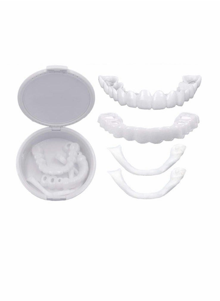 Generic 2 أزواج من الفينير الفوري وطقم أسنان التجميل وأسنان مؤقتة وأسنان مزيفة وإبتسامة بأسنان الفينير العلوية والسفلية مع أطقم الأسنان القابلة للتثبيت للأسنان للرجال والنساء الذين لديهم أسنان سيئة  - Image 1