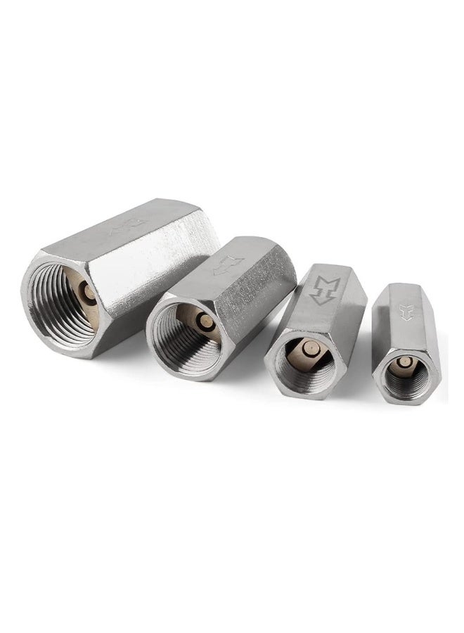 2 Pcs Air Check Valve G1/4 Inch Female Threaded Full Ports One Way Silver Water Brass Non-Return Check Valve - Image 4