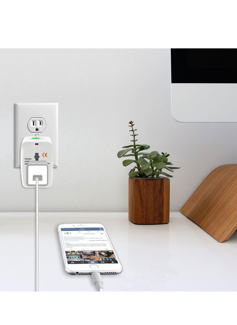 TYCOM Travel Adapter Worldwide All in One Universal Power Plug Adapter With Dual Usb Ports for Usa Eu Uk Aus Cell Phone Laptop  - Image 3