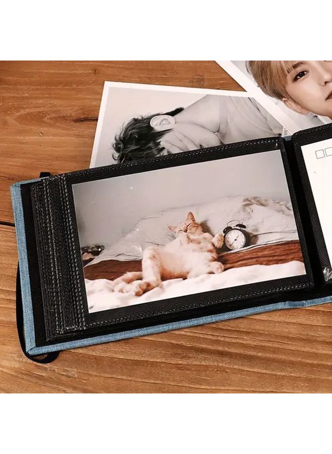 6 Inch Photo Album 100 Elastic Bands Black Fine Linen Holds Instant Photos Postcards - Image 4