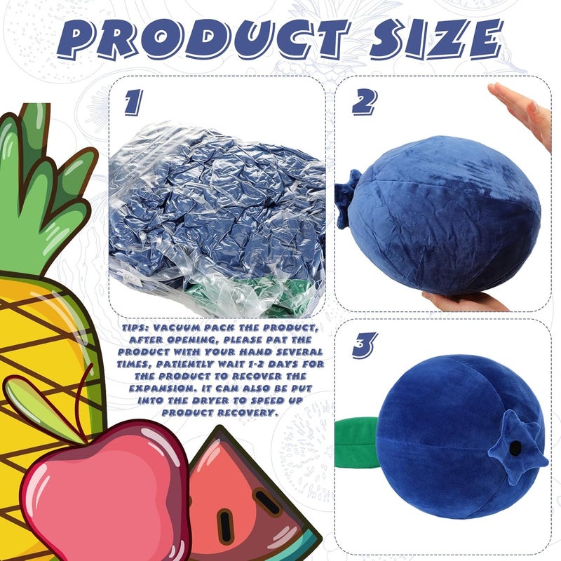 Beeveer 2 Pcs Blueberry Plush Cute Fruit Plush Blueberry Pillow Kawaii Decorative Hugging Gift Soft Stuffed Fun Plushies Novelty Pillow Toy Cushion Seat Decor for Home Kids Girl - Image 3
