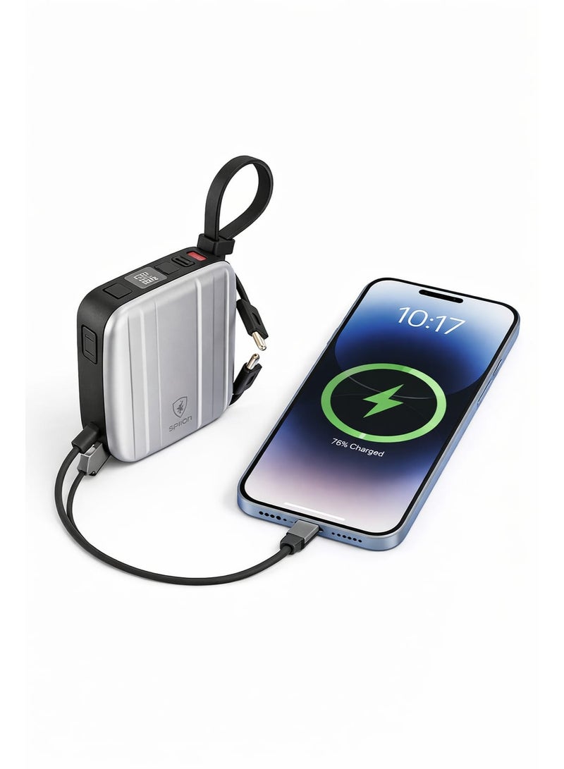 SPON Small-sized 10,000 power bank with two USB + PD ports, a Lightning cable and a Type-C cable - Image 2