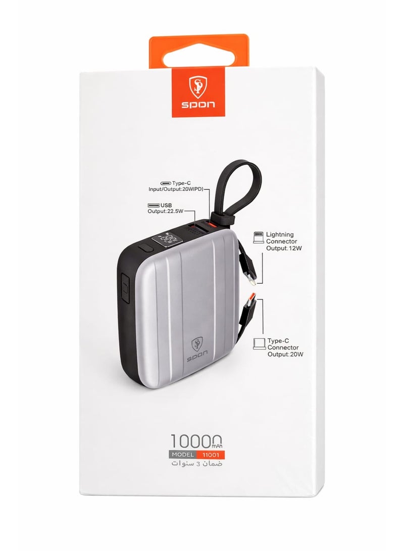 SPON Small-sized 10,000 power bank with two USB + PD ports, a Lightning cable and a Type-C cable - Image 4