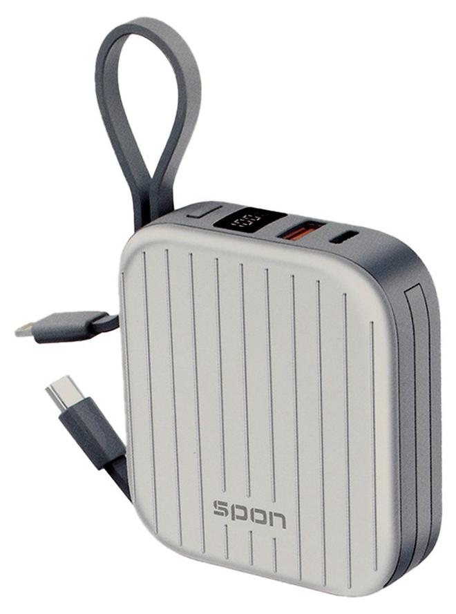SPON Small-sized 10,000 power bank with two USB + PD ports, a Lightning cable and a Type-C cable - Image 1