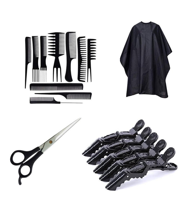 VEDETIC Professional Salon Hair Styling Tool Combo of Section Clips and Hair Comb Set With Cutting Scissor For Men And Women - Image 1