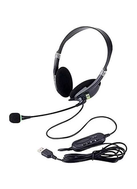 USB Headset with Microphone,Noise Cancelling & Audio Controls, Stereo PC Headphone for Business Skype Call Center Office Computer, Clearer Voice, Super Light, Ultra Comfort