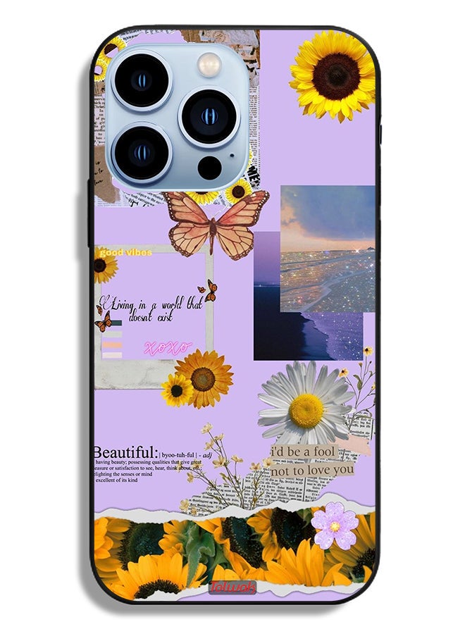 Tolwak Apple iPhone 13 Pro Protective Case Beautiful Sunflower Stickers - Image 2
