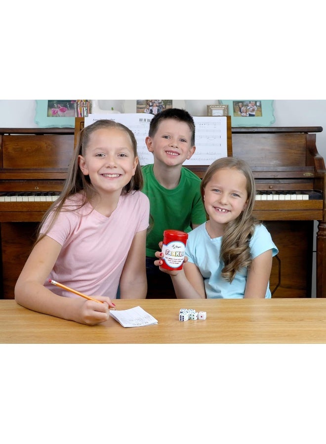 Regal Games - Farkle Classic Dice Game w/ 6 Colored Dice, 1 Convenient Dice Cup for Easy Shaking, and 25 Score Sheets - Fun Family Game for Travel, Camp, and More - Ideal for 2-4 Players (Ages 12+) - Image 1