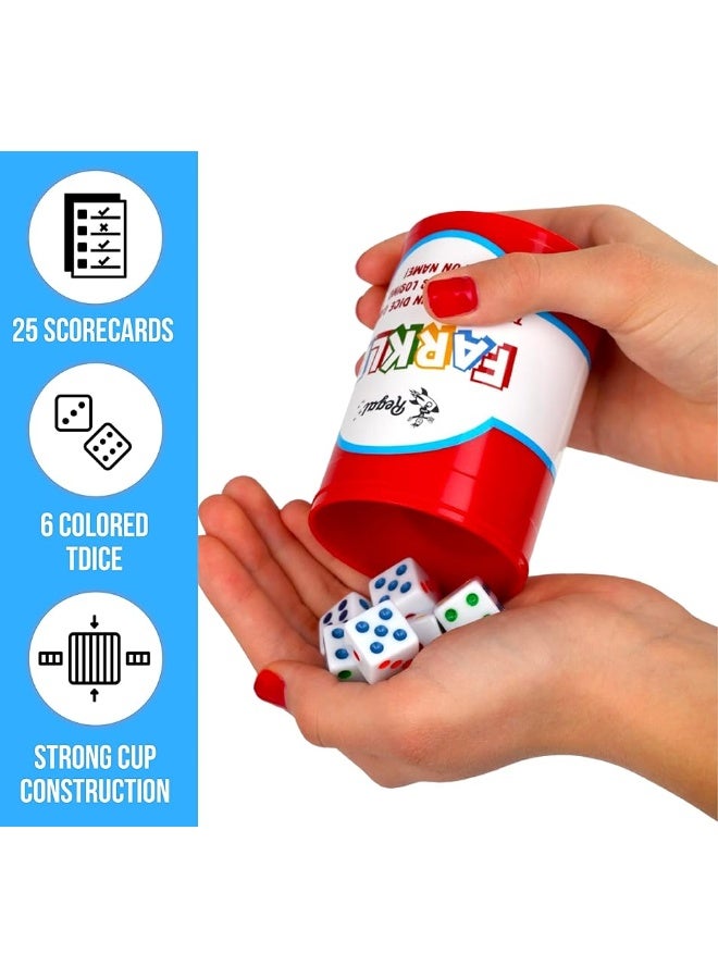 Regal Games - Farkle Classic Dice Game w/ 6 Colored Dice, 1 Convenient Dice Cup for Easy Shaking, and 25 Score Sheets - Fun Family Game for Travel, Camp, and More - Ideal for 2-4 Players (Ages 12+) - Image 4