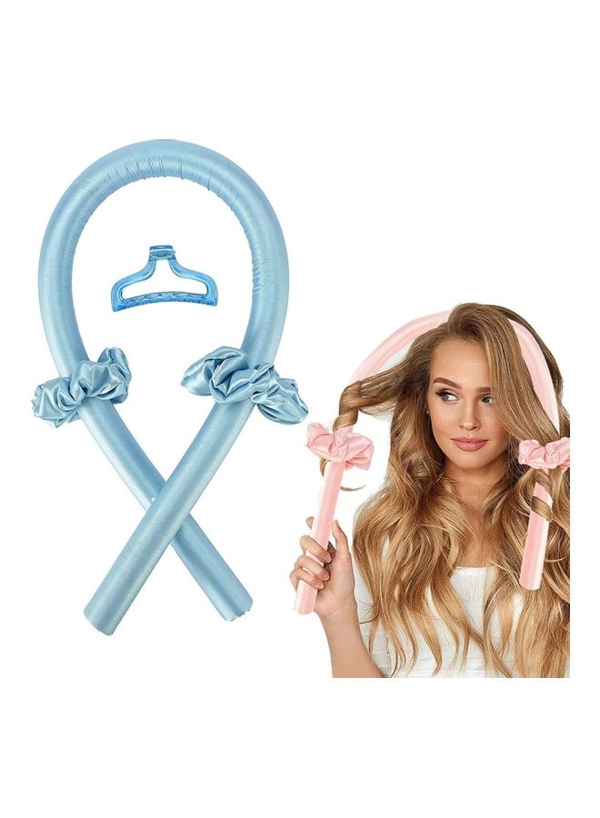 NIBEMINENT No Heat Silk Curls Headband With Clip Blue - Image 1