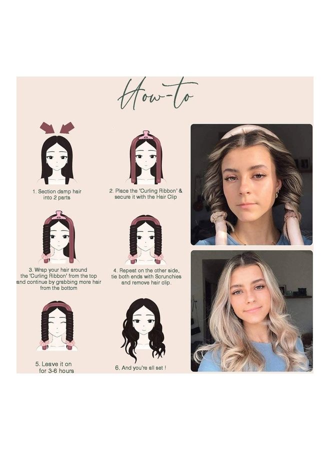 NIBEMINENT No Heat Silk Curls Headband With Clip Blue - Image 5