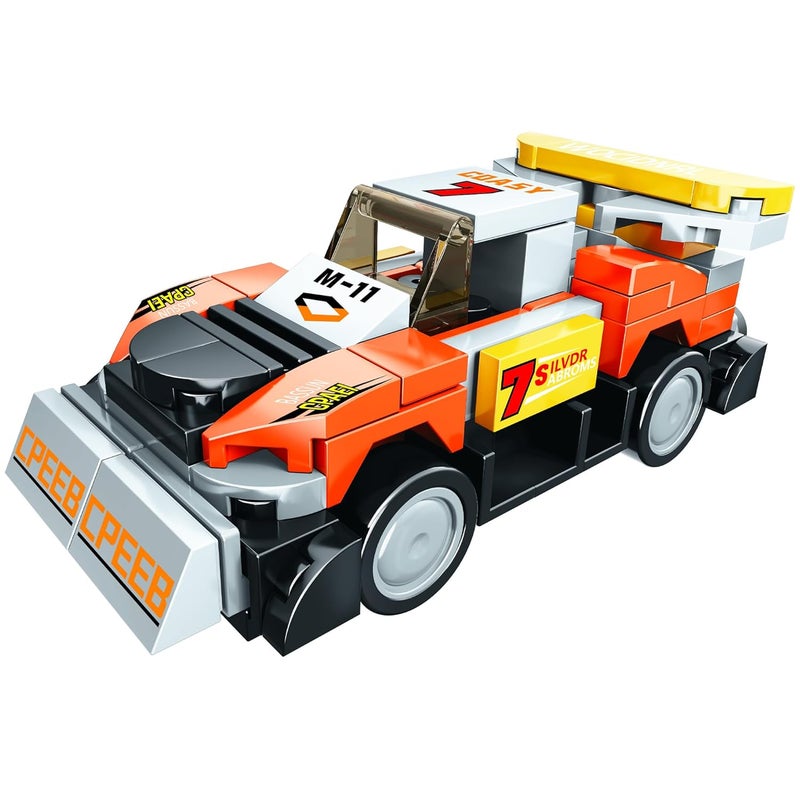 ThinkerPlace 8-in-1 Super Racing Car Neon (97 Pieces) | Learn About Speed | Building Block Set for Kids Age 6+ | STEM Educational Toy | Build, Collect & Create Mega Robot | Science & Learning Toy - Image 1