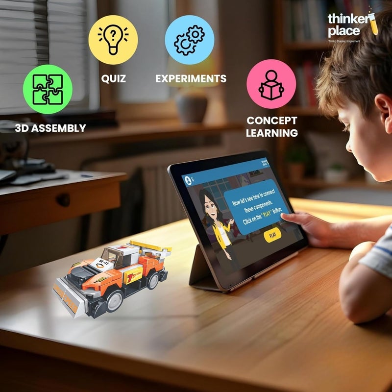 ThinkerPlace 8-in-1 Super Racing Car Neon (97 Pieces) | Learn About Speed | Building Block Set for Kids Age 6+ | STEM Educational Toy | Build, Collect & Create Mega Robot | Science & Learning Toy - Image 3