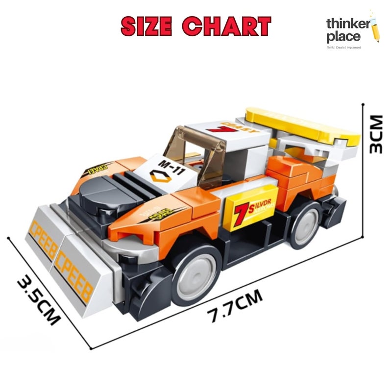 ThinkerPlace 8-in-1 Super Racing Car Neon (97 Pieces) | Learn About Speed | Building Block Set for Kids Age 6+ | STEM Educational Toy | Build, Collect & Create Mega Robot | Science & Learning Toy - Image 5