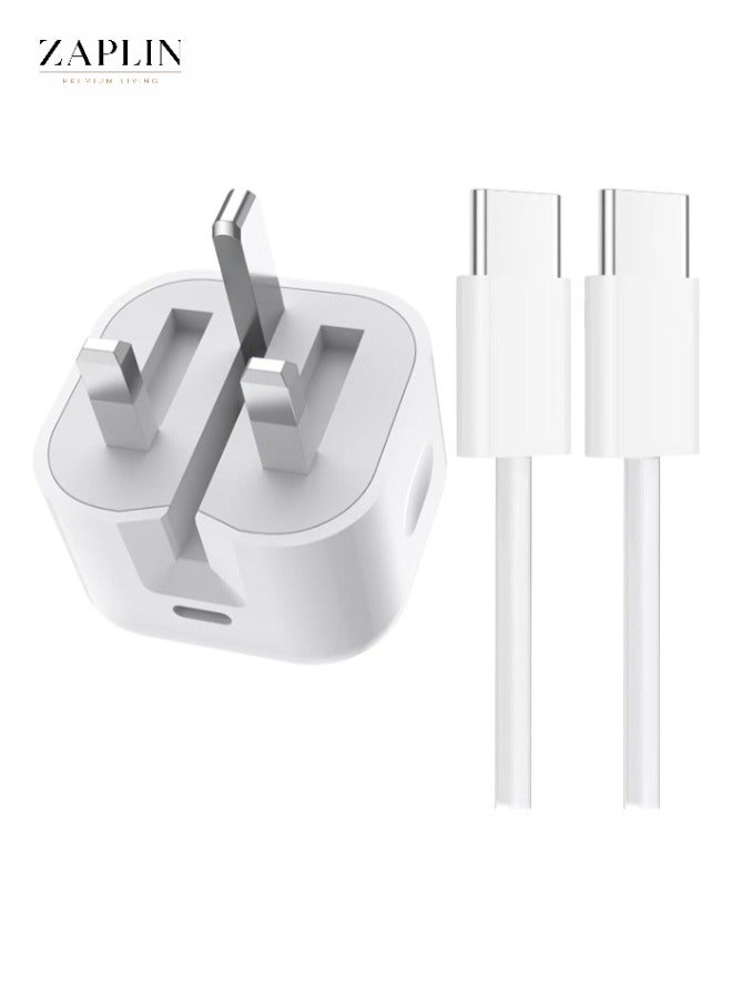 ZapLin 35W USB C Charger PD Fast Charger Type C with 1M Type-C to C Cable, iPhone Adapter for iPhone 17/16/16 Pro Max/15/15 Pro Max/15 Plus, Samsung S24/S23, USB C Phones & Tablets, 35 Watt Wall Adapter - Image 1