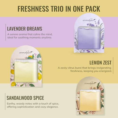 Aromahpure Gel Wink Hanging Car Perfume - Lavender, Lemon, Sandalwood | Pack of 3 | Long-Lasting Gel Based Car Air Freshener | Car Accessories | Last Up to 30 Days - Image 2
