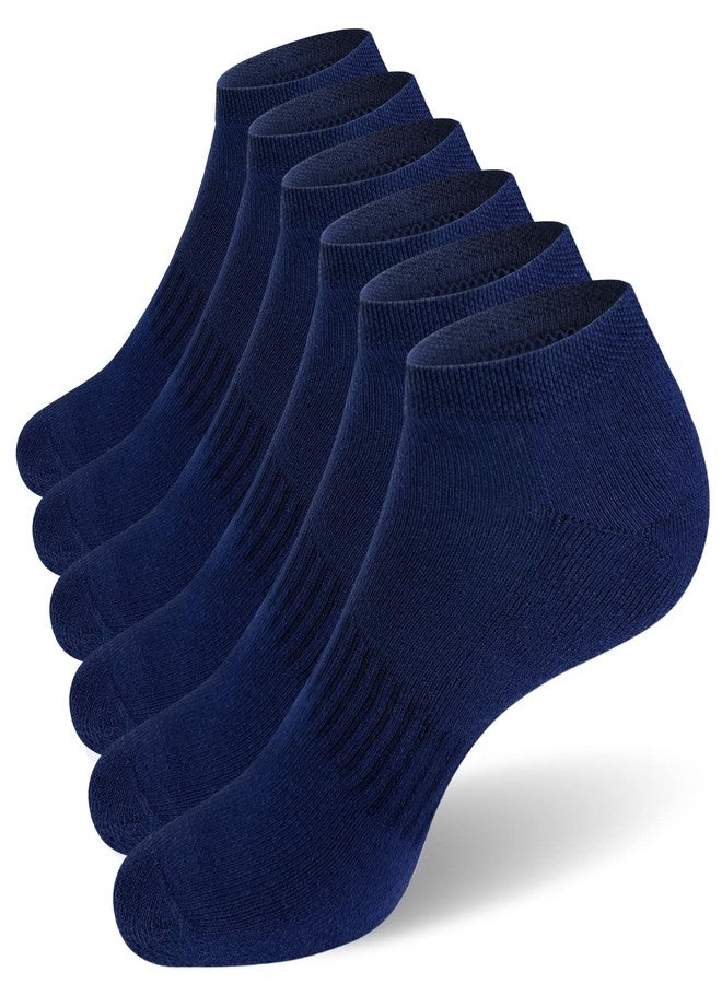 SIXDAYSOX 6 Pack Mens Ankle Socks Cushioned Padded Thick Mens Socks for Men Size 13-15 Navy Blue - Image 1