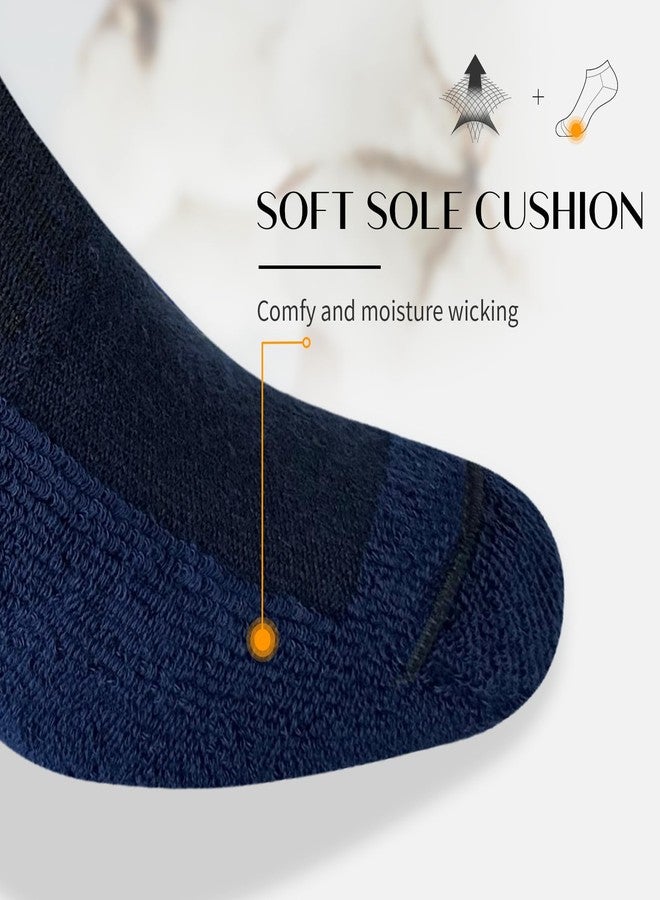 SIXDAYSOX 6 Pack Mens Ankle Socks Cushioned Padded Thick Mens Socks for Men Size 13-15 Navy Blue - Image 4