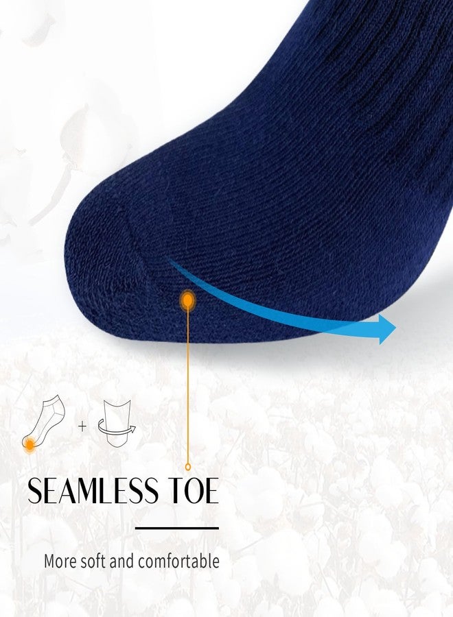SIXDAYSOX 6 Pack Mens Ankle Socks Cushioned Padded Thick Mens Socks for Men Size 13-15 Navy Blue - Image 5
