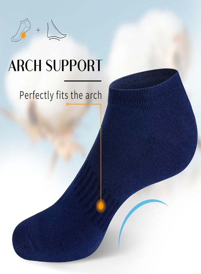 SIXDAYSOX 6 Pack Mens Ankle Socks Cushioned Padded Thick Mens Socks for Men Size 13-15 Navy Blue - Image 3
