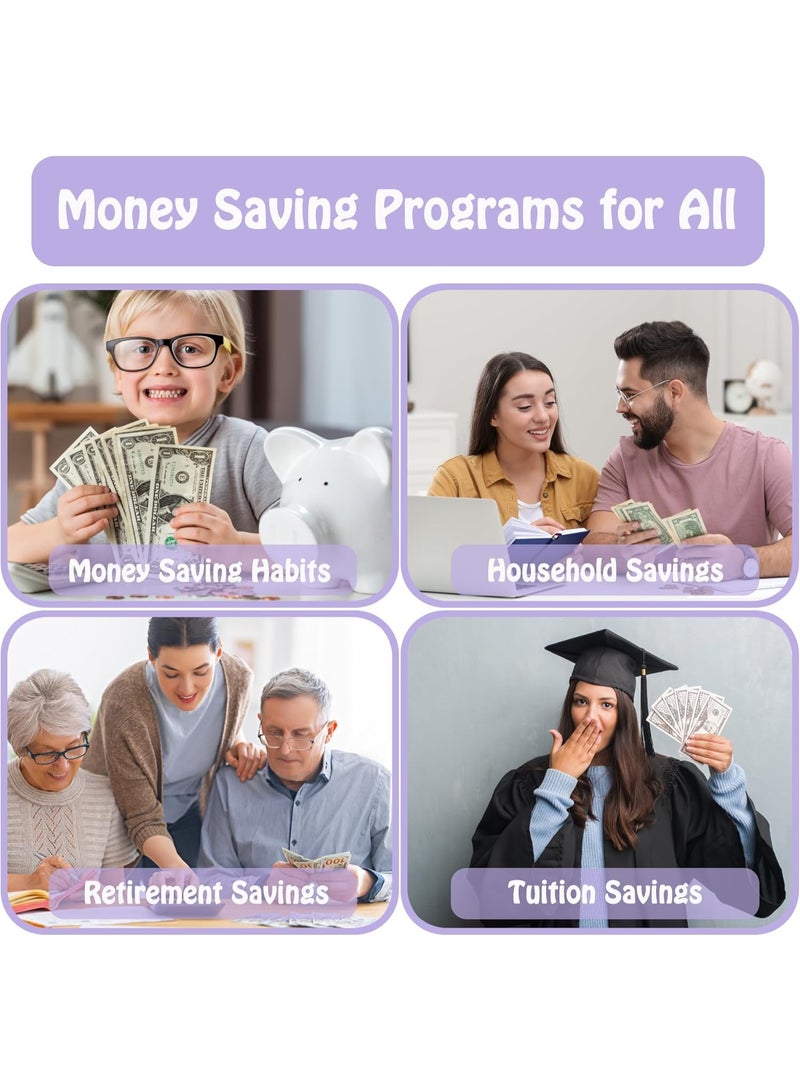 100 Envelopes Money Saving Binder A5 Savings Challenge Book Easy and Fun Way to Save Money—Purple - Image 4