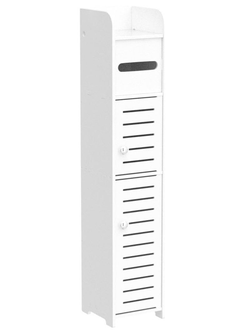 TPGP Small Bathroom Storage Cabinet for Small Spaces, Over The Toilet Storage Cabinet for Skinny Bathroom Storage Corner Floor, Slim Toilet Paper Storage Cabinet with 2 Doors & Shelves (White) - Image 1