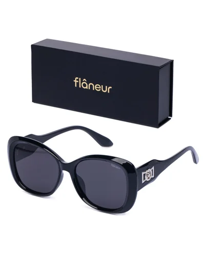 flâneur Stylish Polarized Sunglasses For Women and Men Black