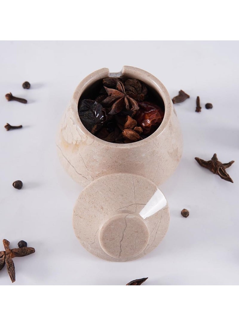 RADICALn Marble Tumbler Salt Cellar With Lid & Spoon Verona 3" Handmade Sugar Bowl Seasoning Containers - Salt Crock and Spices Bowl For Kitchen Storage Accessories  - Image 3