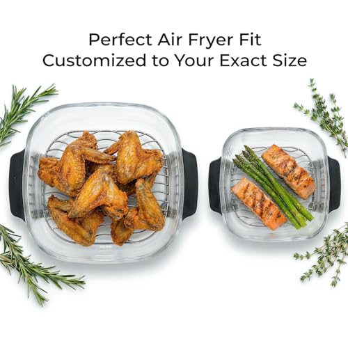 LANEJOY 2PCS Crisper Rack for Ninja Crispi Air Fryer FN101, 304 Stainless Steel Replacement Tray for Ninja Crispi 4QT & 6-Cup Glass Containers, Ninja Crispi Accessories, Food Grade(Large & Small) - Wavy - Image 2