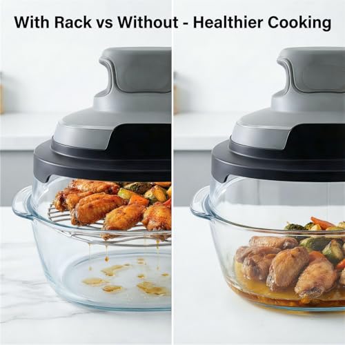 LANEJOY 2PCS Crisper Rack for Ninja Crispi Air Fryer FN101, 304 Stainless Steel Replacement Tray for Ninja Crispi 4QT & 6-Cup Glass Containers, Ninja Crispi Accessories, Food Grade(Large & Small) - Wavy - Image 3
