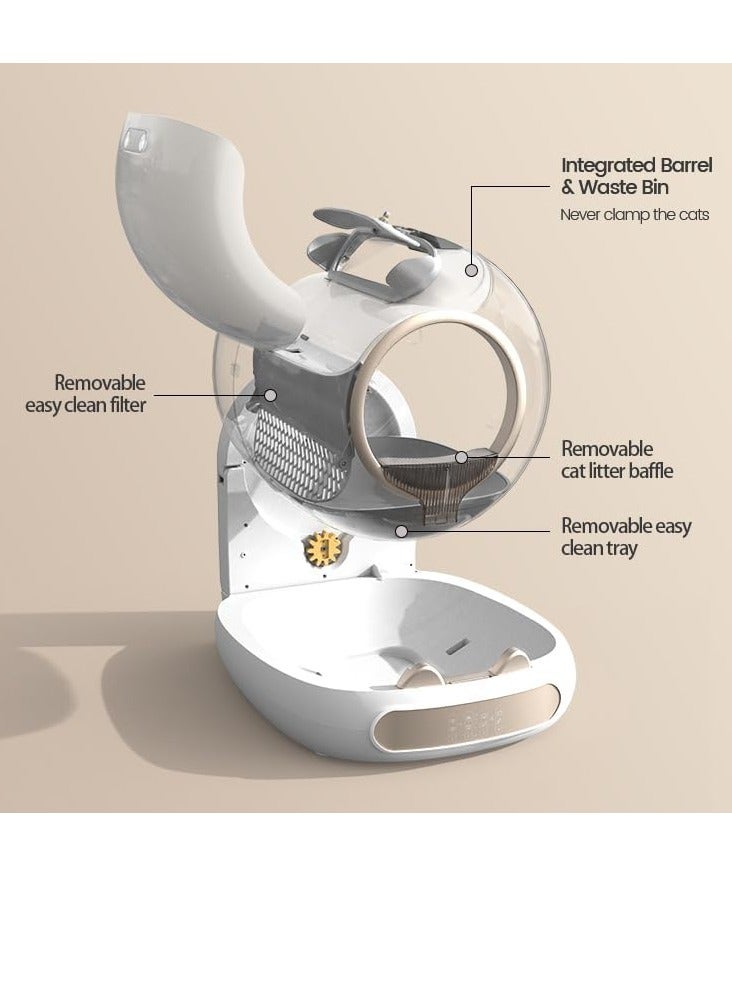 Whiskers & Wag Self Cleaning Cat Litter Box Automatic Cat Litter Box 65L+ 9L Extra Large Capacity APP Control/Odor Removal/Anti-Pinch Safety/Low Noise for Cat & Pets - 3 Litter Bags - Image 4