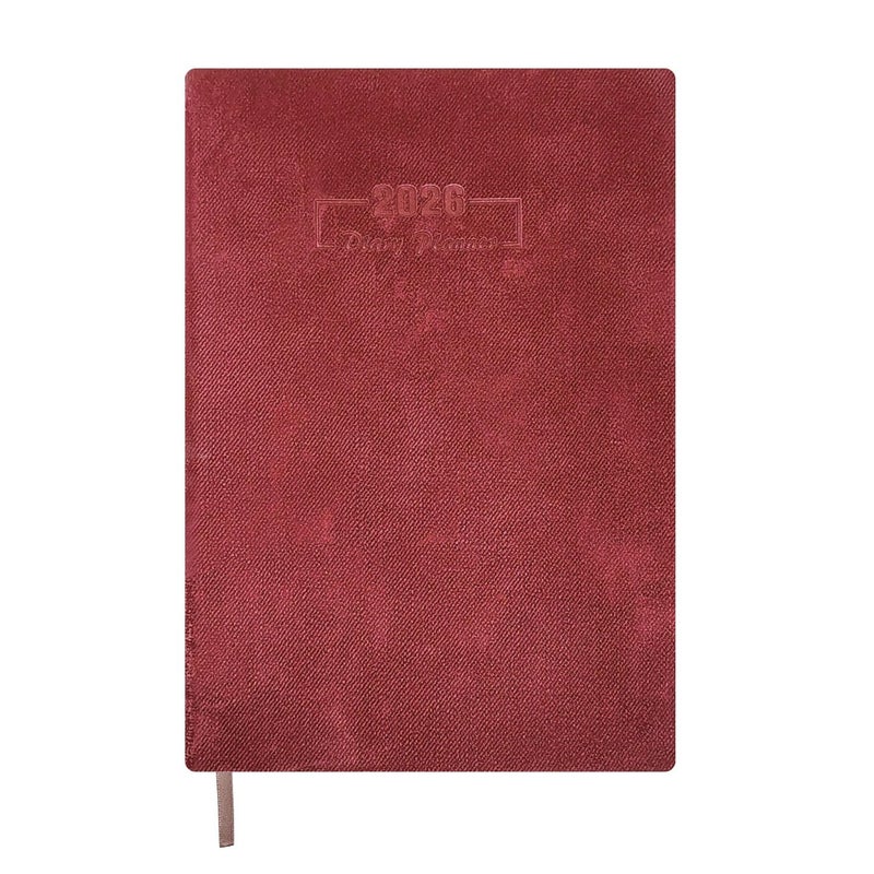 NUOVI 2026 Daily Planner | A5 Size Diary with Soft Velvet Cover - 80GSM Pages | 365 Days Planner for Office, Personal Use, New Year & Corporate Gifting (Maroon) - Image 4
