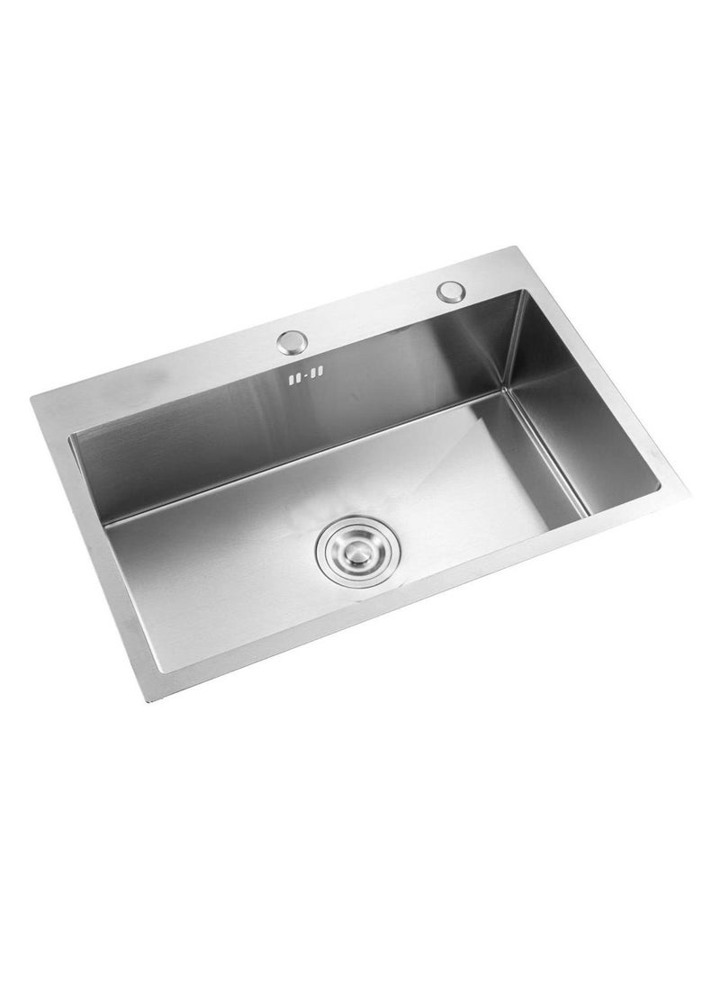 ODONAO Premium Kitchen Sink Stainless Steel Single Bowl With Drainage Assembly Accessories Drop In Sink Chrome - Image 1