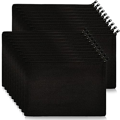 Koolmox 20 Makeup Bags in Bulk, 9x7 Large Plain Black Canvas Pouch with Zipper, Cotton Cosmetic Bags Wholesale for Painting, Heat Transfer Printing, Crafting, Drawing Decoration, Pen Case - Image 1