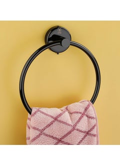 iSTAR iSTAR Stainless Steel Towel Ring/Napkin Ring/Towel Holder/Towel Hanger/Towel Holder for Washbasin and Napkin Holder Stand for Kitchen, Bathroom Circle (Black Finish, Pack of 1)  - Image 1