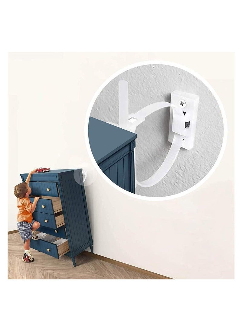 Y&D Baby Proofing Anti Tip Furniture Anchors Kit, 10 Pack Straps Falling Prevention Device, Cabinet Wall for & Pet Protecting - Image 1
