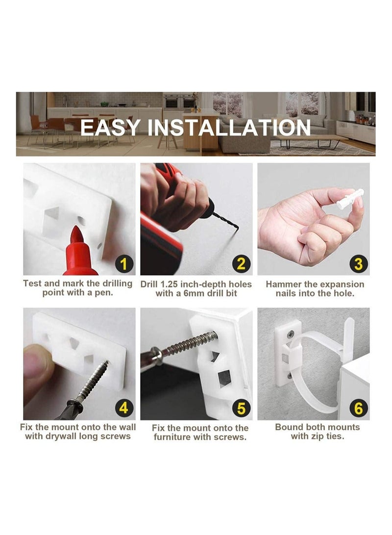 Y&D Baby Proofing Anti Tip Furniture Anchors Kit, 10 Pack Straps Falling Prevention Device, Cabinet Wall for & Pet Protecting - Image 5