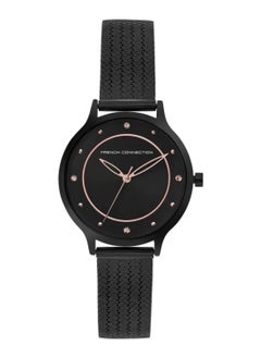 French Connection Women's Black Embellished Dial & Black Textured Analogue Watch FCP30B  - Image 1