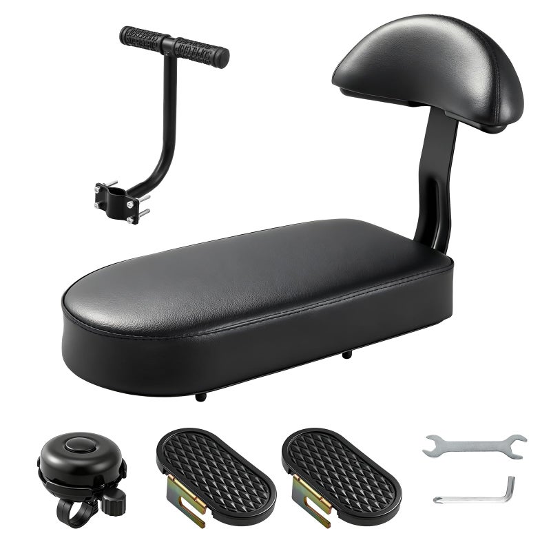 Zacro Kids Bike Seat Set, Comfort Bike Seat with Backrest, Wide Child Bicycle Rear Seat Cushion Back Safety Armrest Handrail Feet Pedals, Children Bicycle Back Seat for Over 5 Years Old - Image 1